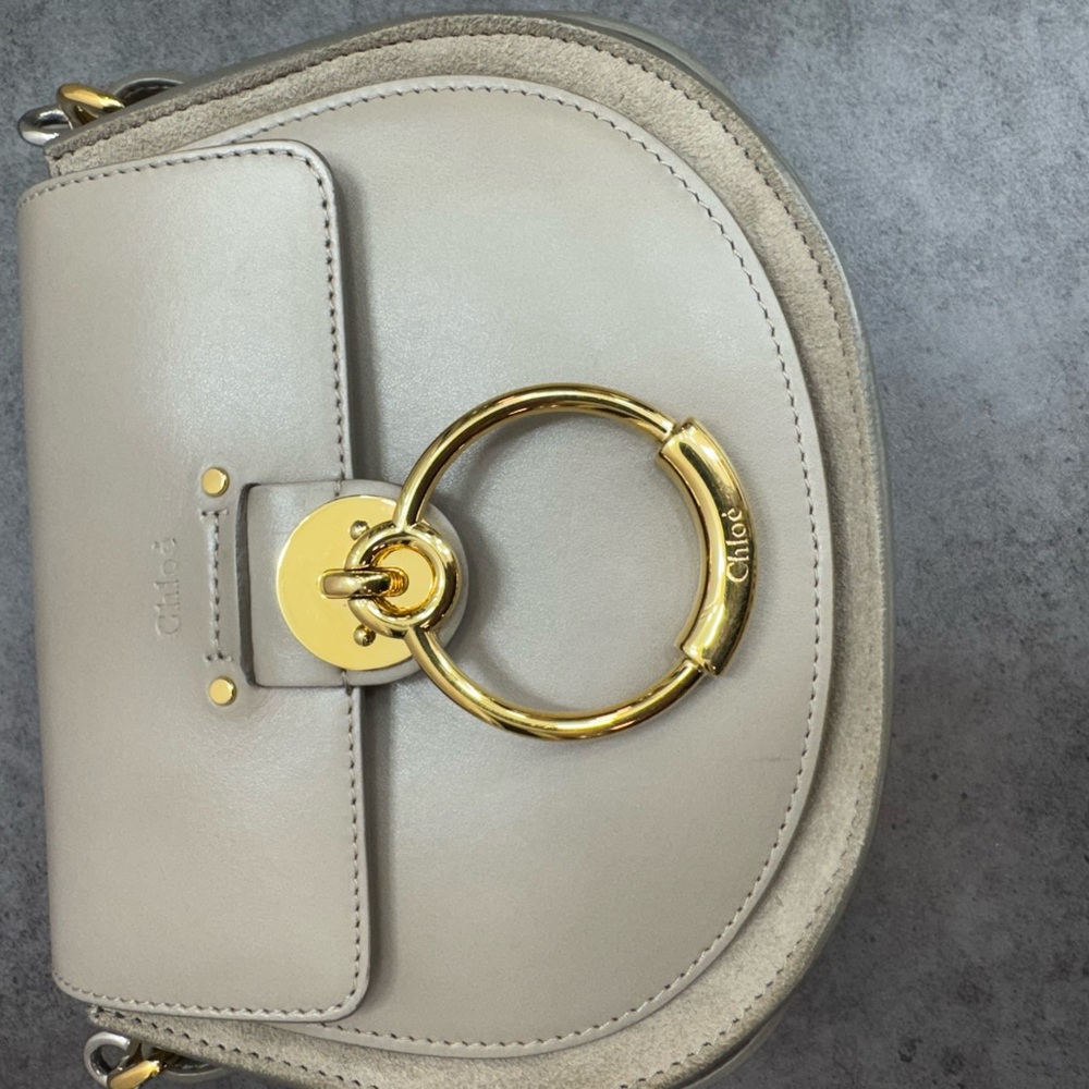 Chloe Gray Crossbody Bag with Gold Ring - Picture 4 of 9